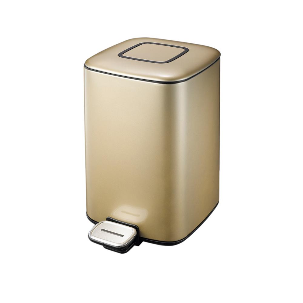 EKO Stainless Steel Square & Gold Coating Bin 6 Liters